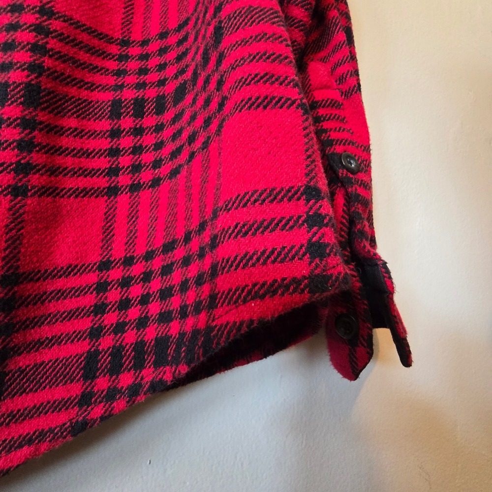 Woolrich Flannel Shirt Mens M Red Black Plaid Wool Blend Heavyweight - Picture 12 of 12